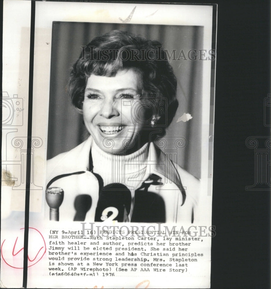 1976 Press Photo Ruth Stapleton Carter Author Predicts