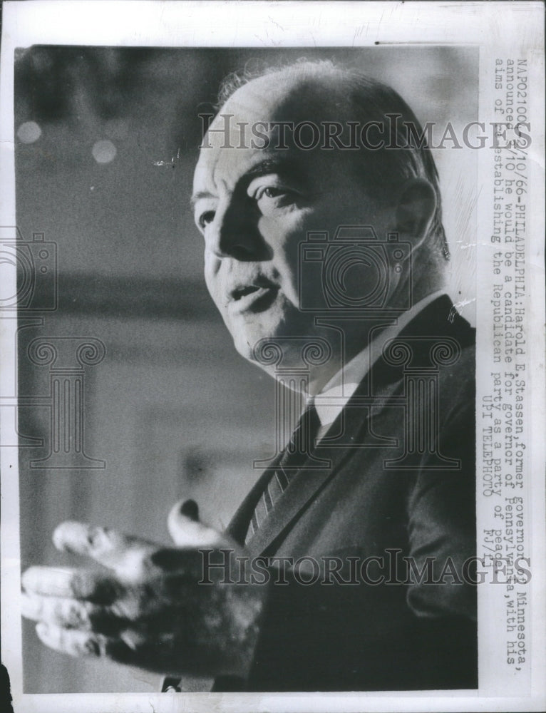 1966 Press Photo Harold E.Stassen Pennsylvania