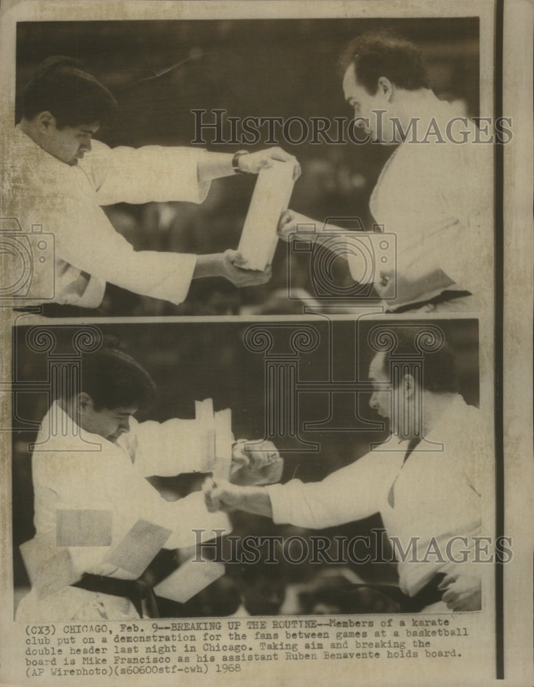 1968 Press Photo Members Karate Club Games Basketball