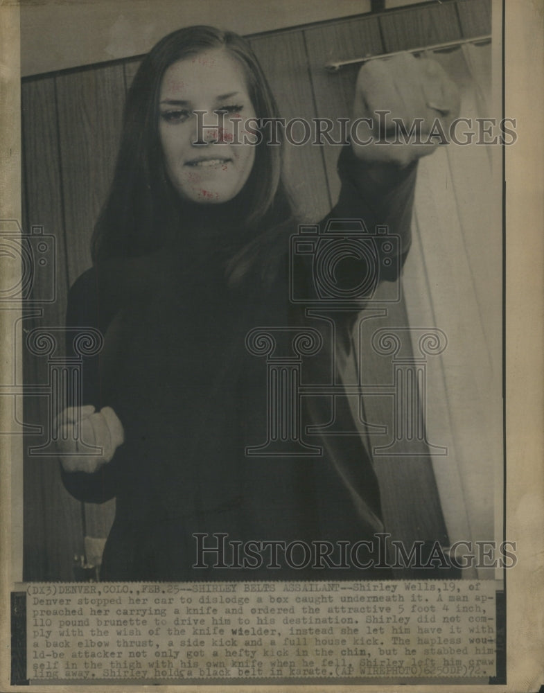 1972 Press Photo Shirley Belts Assailant Denver Car