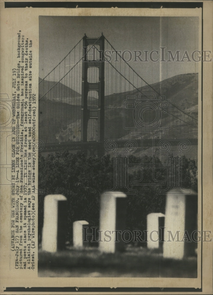 1972 Press Photo Golden Gate Bridge San Francisco