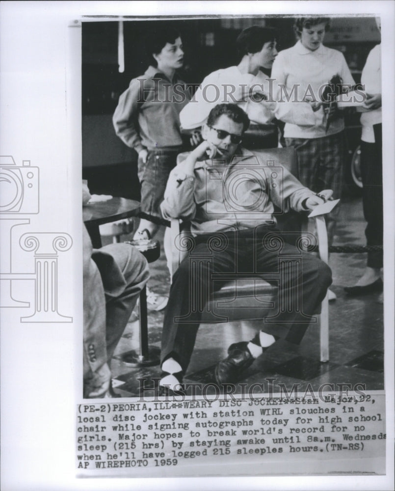 1959 Press Photo Stan Major World&#39;s record no sleep