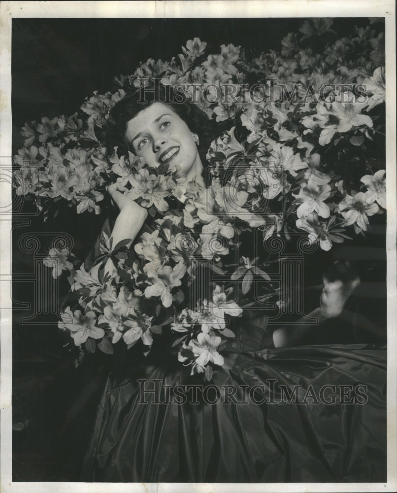 1953 Press Photo Kathleen Barry Azalea Plant World