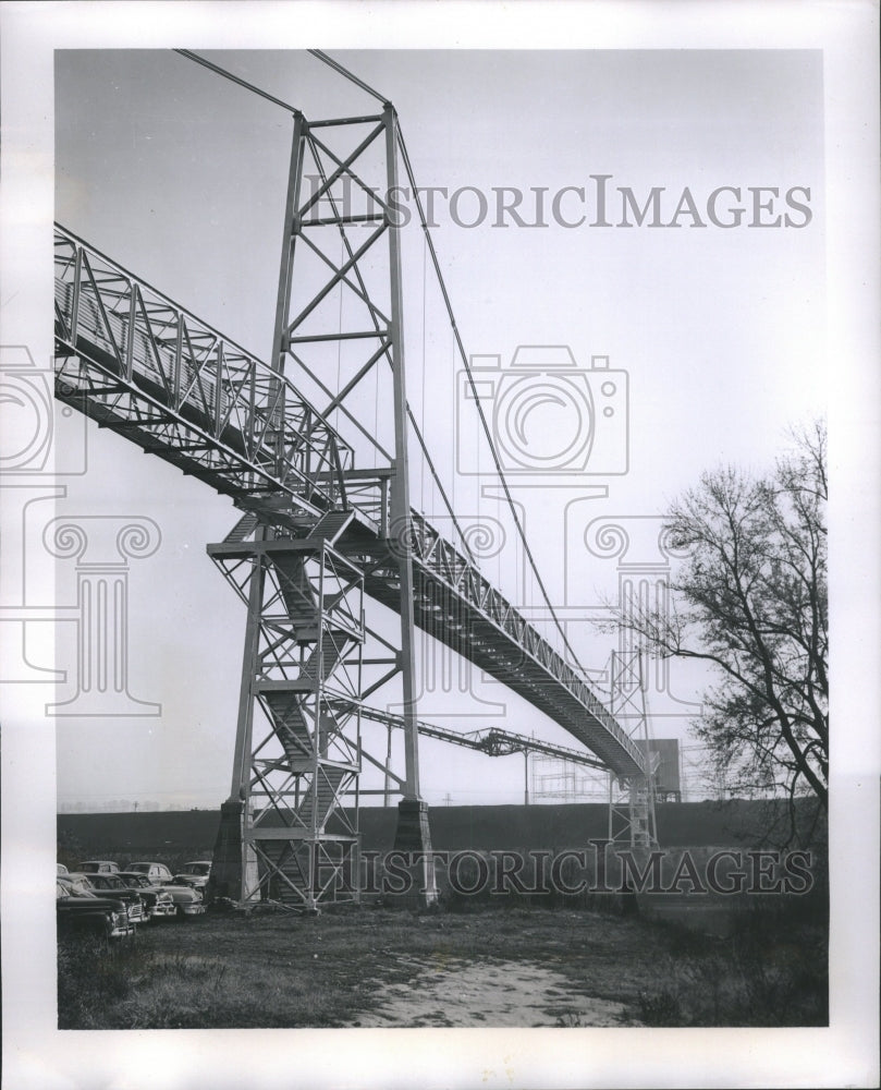 1954 Press Photo Suspension Bridge