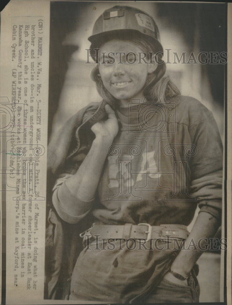 1975 Press Photo Debbi Pratt Coal Mine Bethlehem Mines