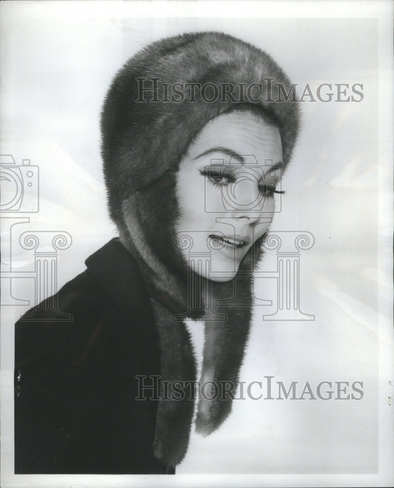 1964 Press Photo Autumn Haze Mink Baby Hat Fashion