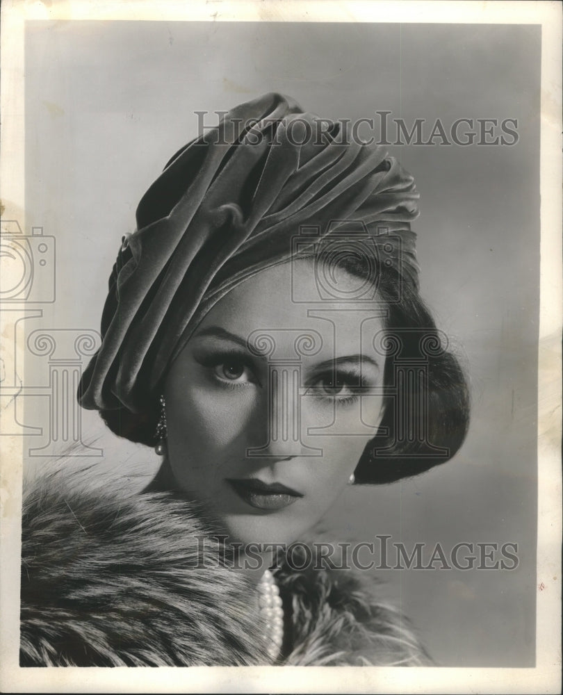 1961 Turban- beret By Sally Victor Press Photo