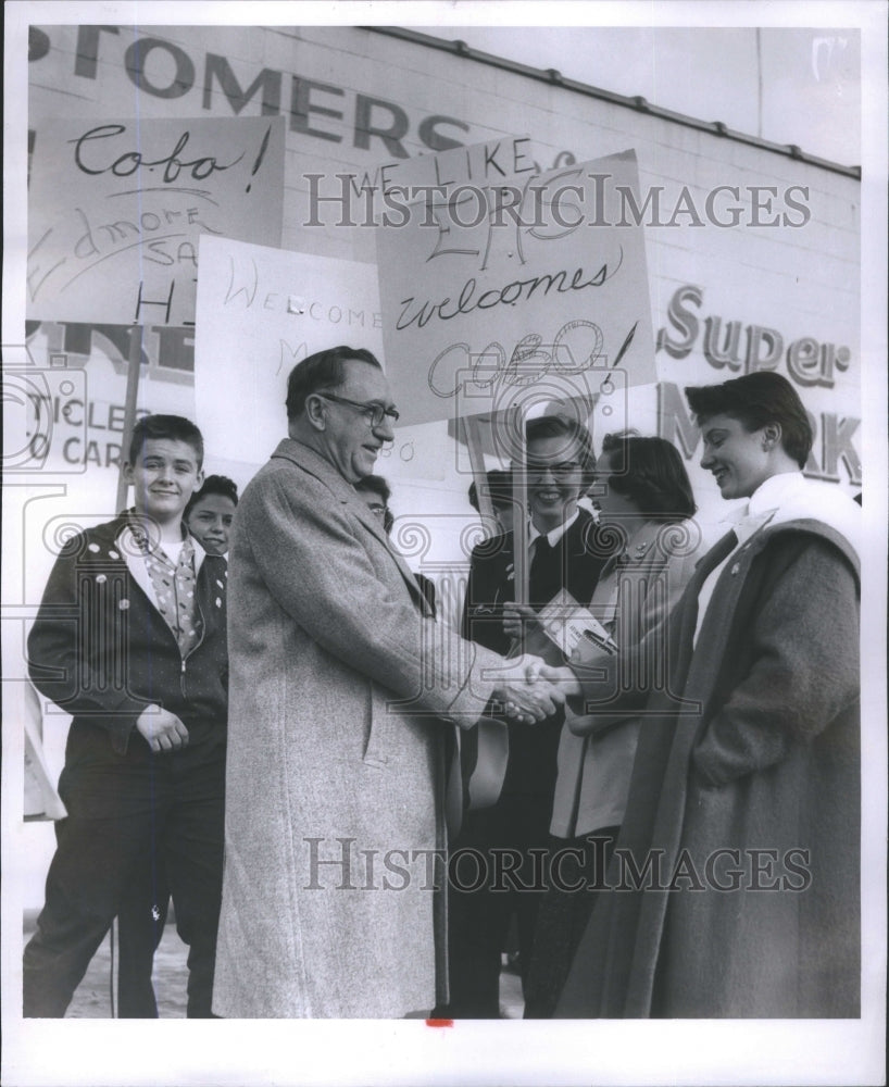 1956 Press Photo Albert Cobo Campaign High School Rally