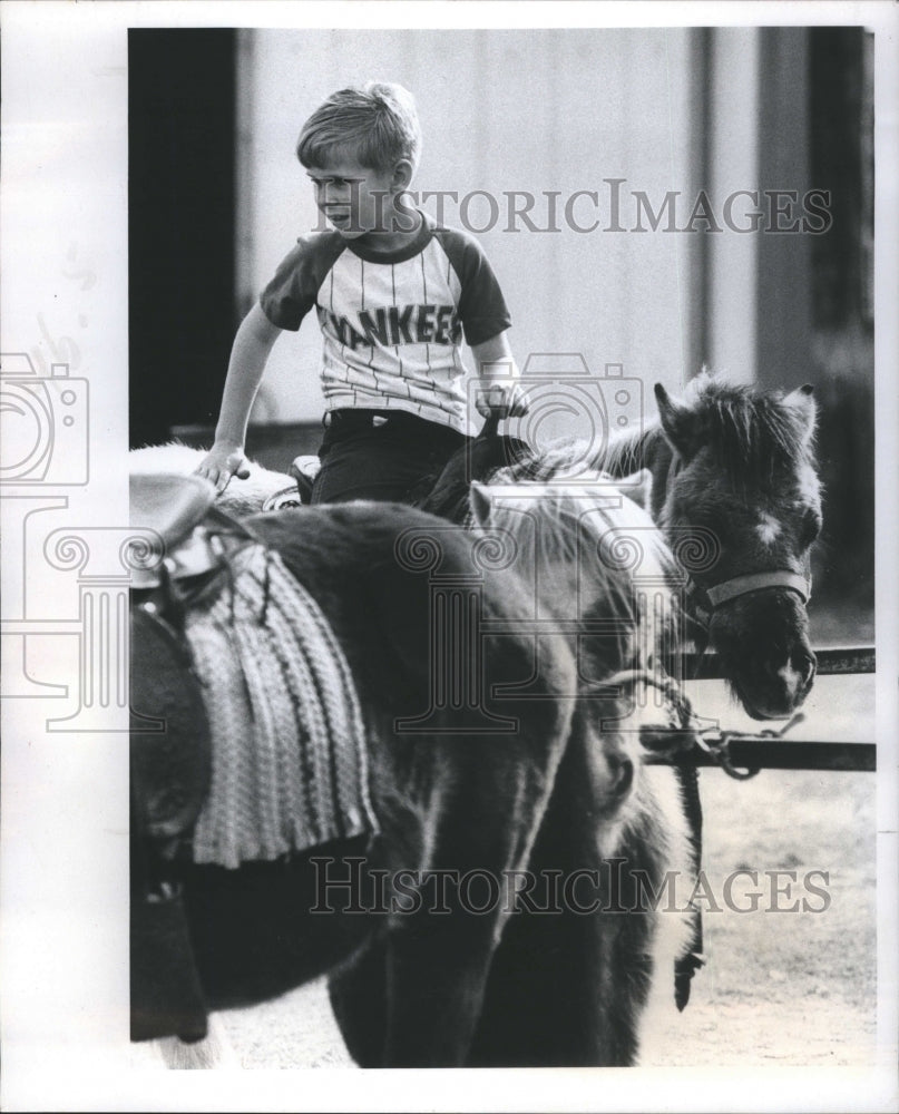 1979 Press Photo Pasco County Fair Boy Gets Pony Ride