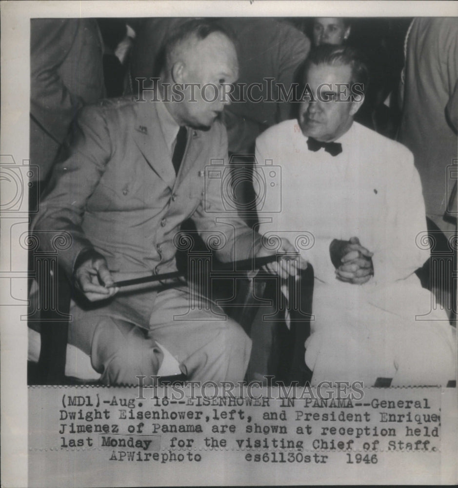 1946 Press Photo Eisenhower and Jimenez at Reception