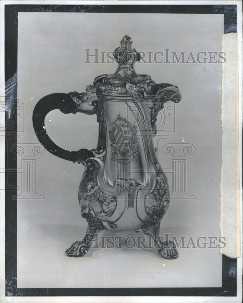 1971 Press Photo Silver Rococo ornament pot by Lamarie