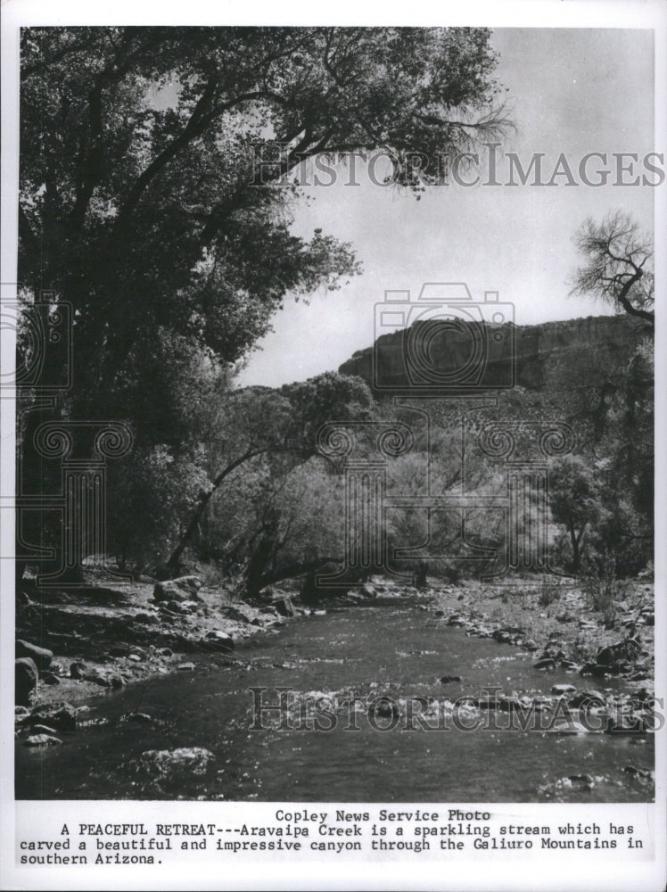 1967 Press Photo Aravaipa Creek Canyon Mountain