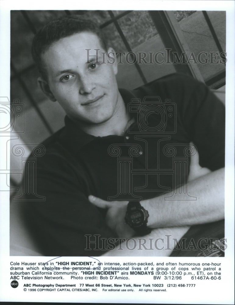 1996 Press Photo Cole Hauser Stars High Incident califo