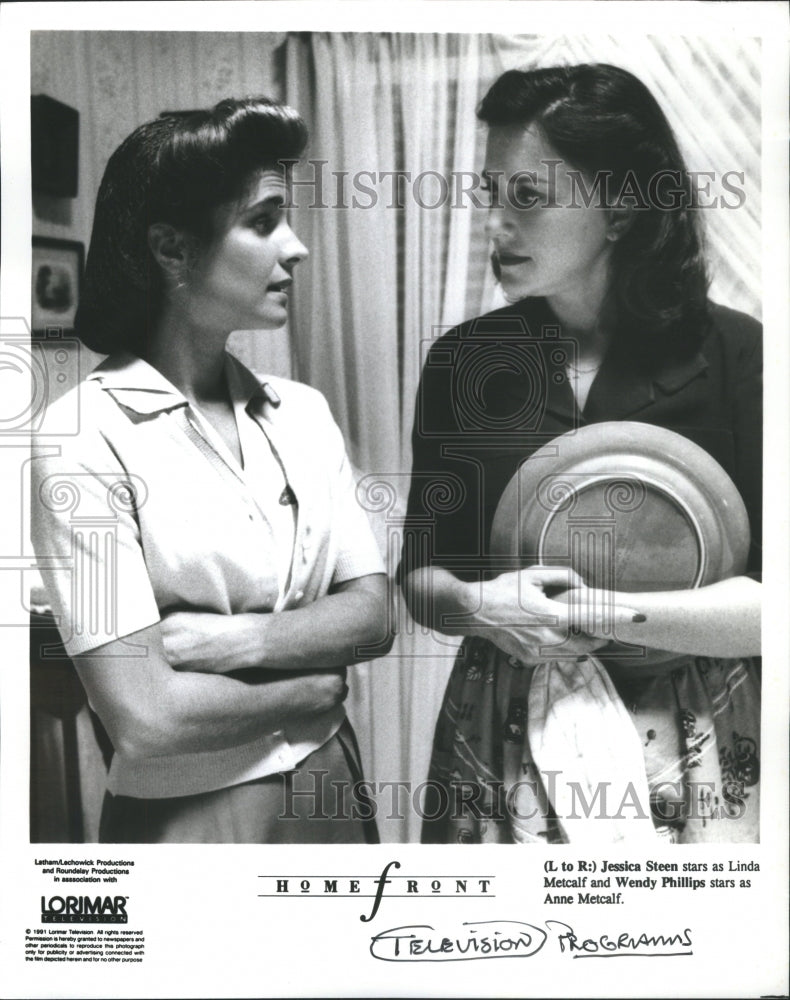 1991 Press Photo Actors Jessica Steen And Wendy Phillip