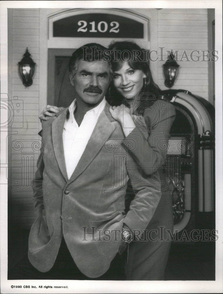 1990 Press Photo Burt Reynolds Marilu Henner Shade