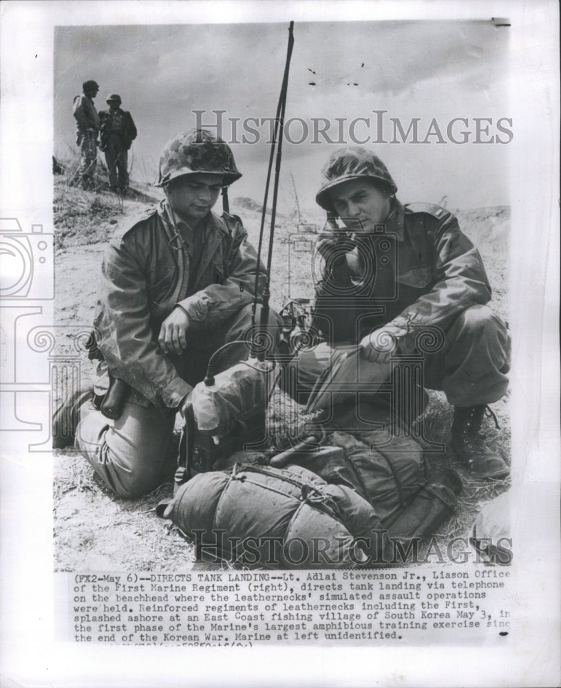 1954 Press Photo Adlai Stevenson Jr. Marine Corps