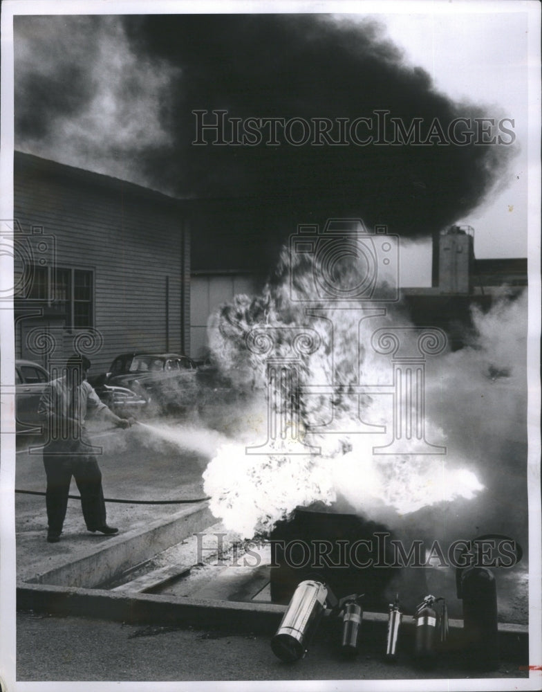 1954 Press Photo Gasoline Fire