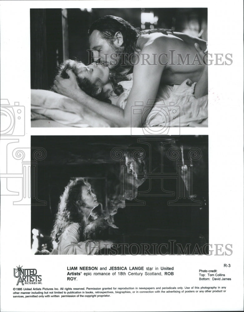 1995 Press Photo Lange &amp; Neeson Star in Rob Roy