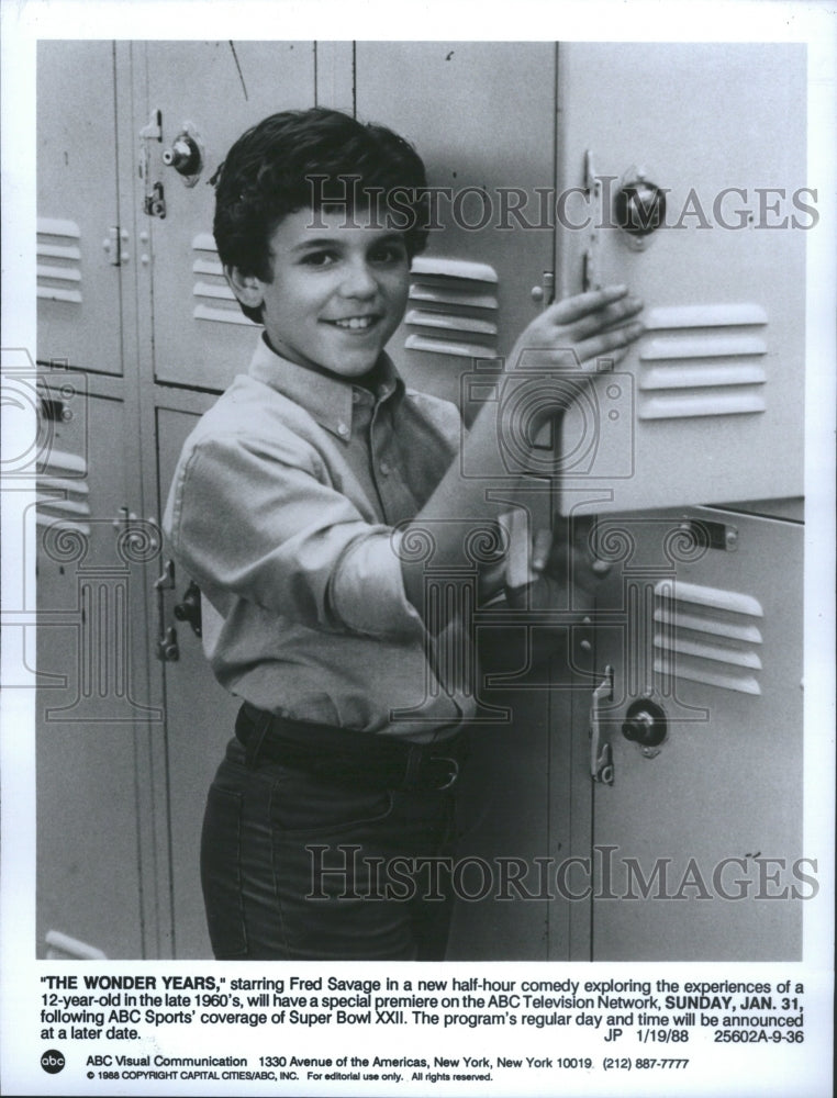 1988 Press Photo Wonder Years Fred Savage ABC Program