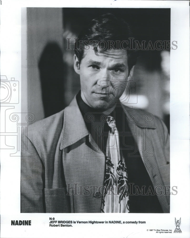 1987 Press Photo Actor Jeff Bridges In Comedy &quot;Nadine&quot;