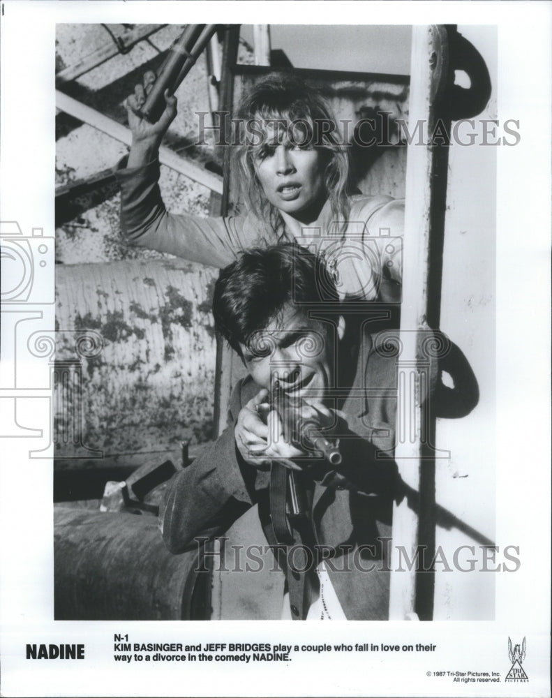 1987 Press Photo Actors Kim Basinger and Jeff Bridges