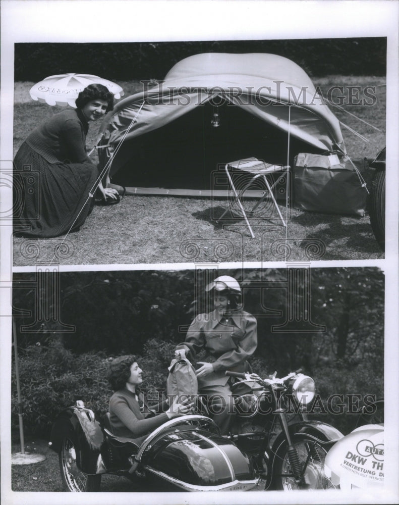 1954 Press Photo Fold and inflate sleeping tent.