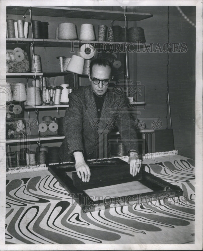 1951 Press Photo Sam Tushingham Textile Designer