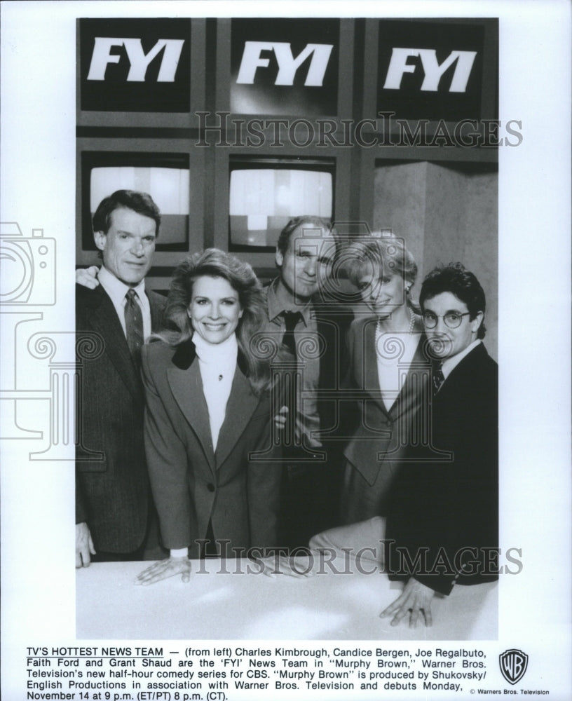 1990 Press Photo Murphy Brown FYI News Team Charles