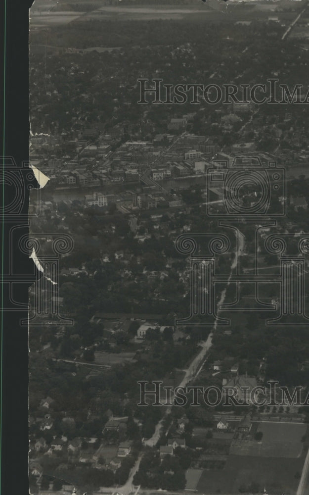 Press Photo Aerial View Elgin Kane County Fox River