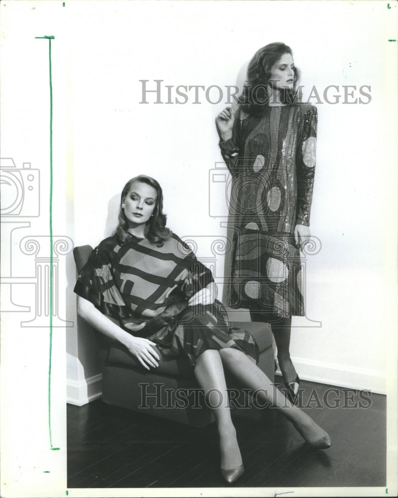 1982 Press Photo Sansappelle Party Clothes Abstract