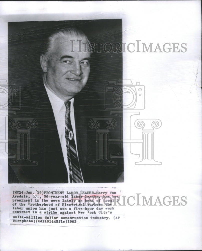 1962 Press Photo Labor Leader Harry van Arsdale NewYork