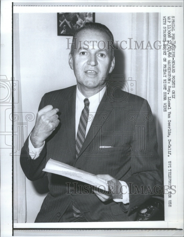 1966 Press Photo LIONEL VAN DEERLIN AMERICAN POLITICIAN