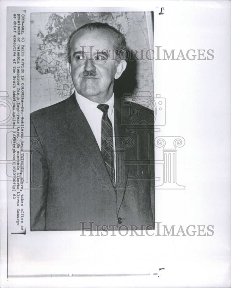 1962 Press Photo Guillermo Leon Valencia