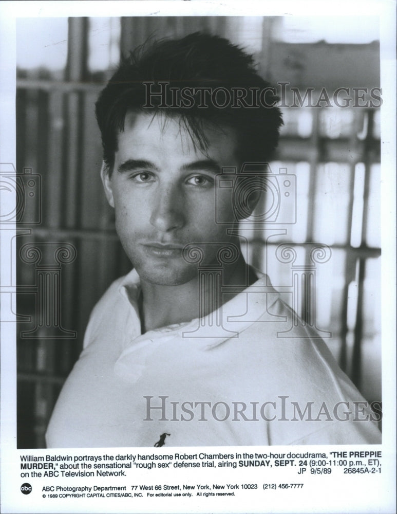 1989 Press Photo William Baldwin Murder Hanndsome rob