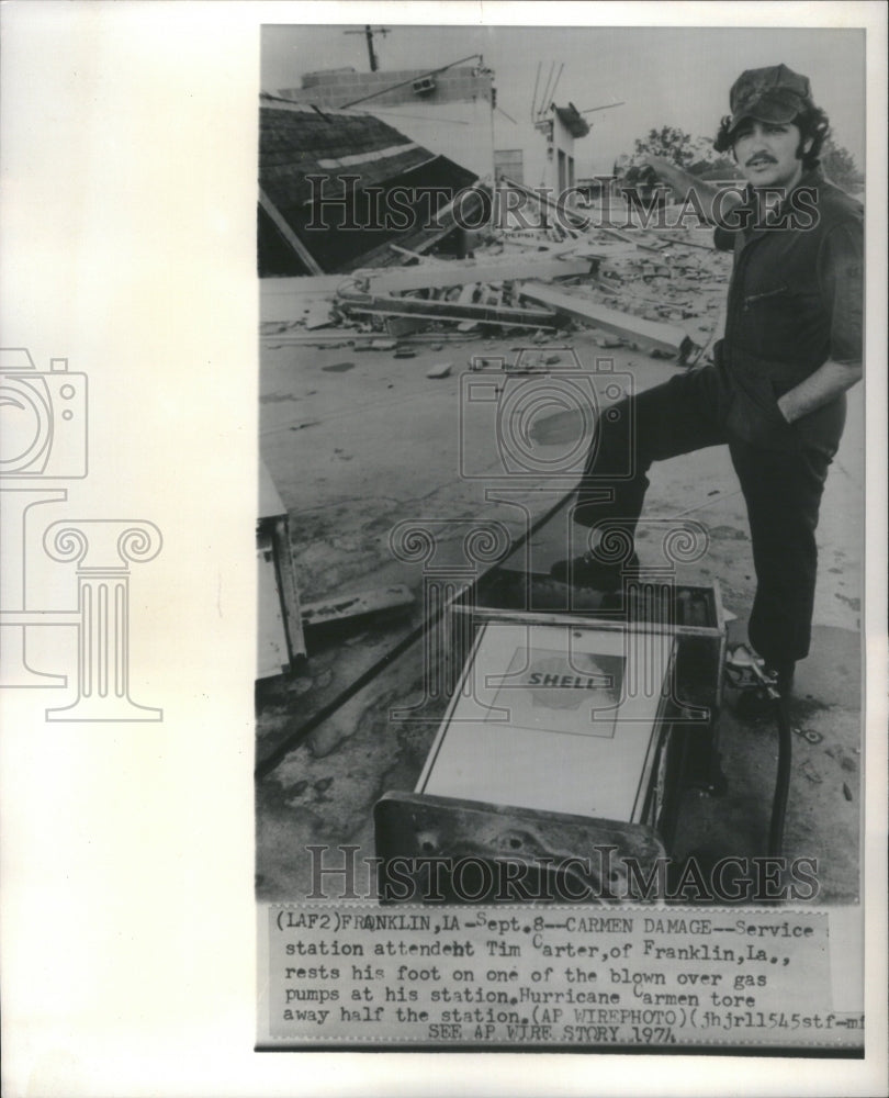 1974 Press Photo Hurricane Carmen Franklin Louisiana