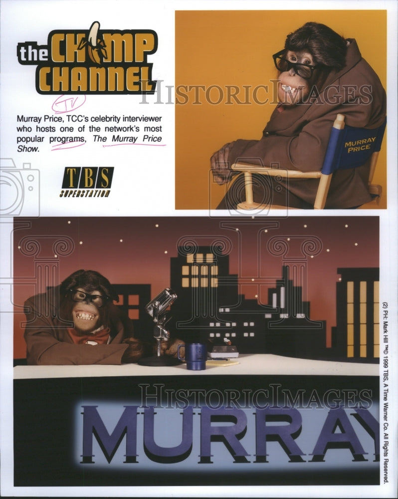 2001 Press Photo Murray Price, TCC&#39;s monkey TV-Host