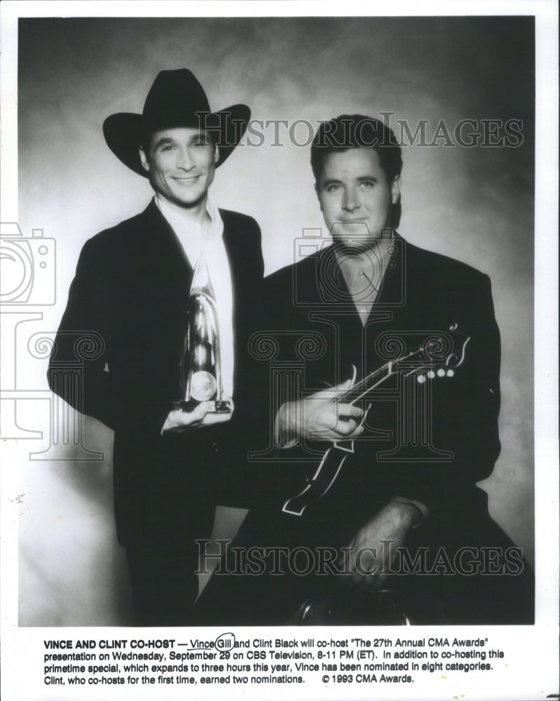 1993 Press Photo Country Singers Vince Gill Clint Black - RRS55645 - Historic Images