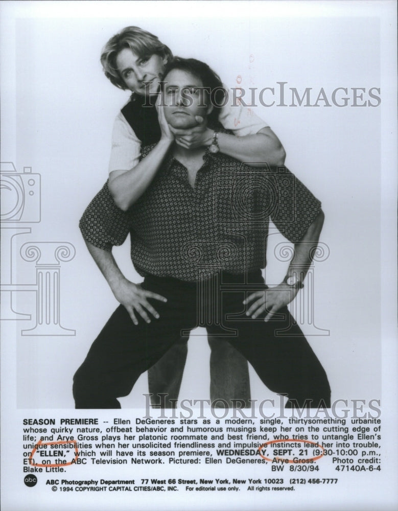 1994 Press Photo Actors Ellen DeGeneres &amp; Arye Gross