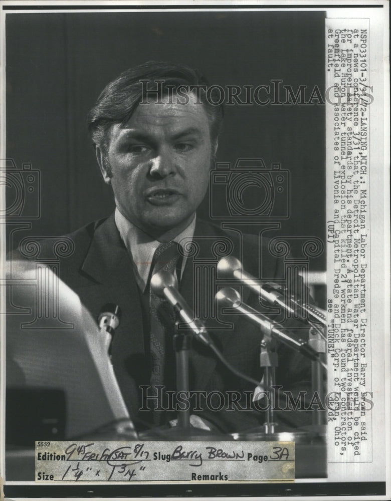 1972 Barry Brown Direcor Labor Dept Michiga - Historic Images