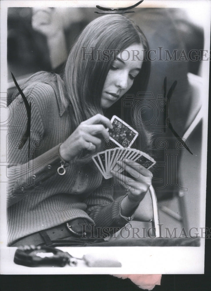 1971 Press Photo Woman Bridge Game Toruney Cobo Hall