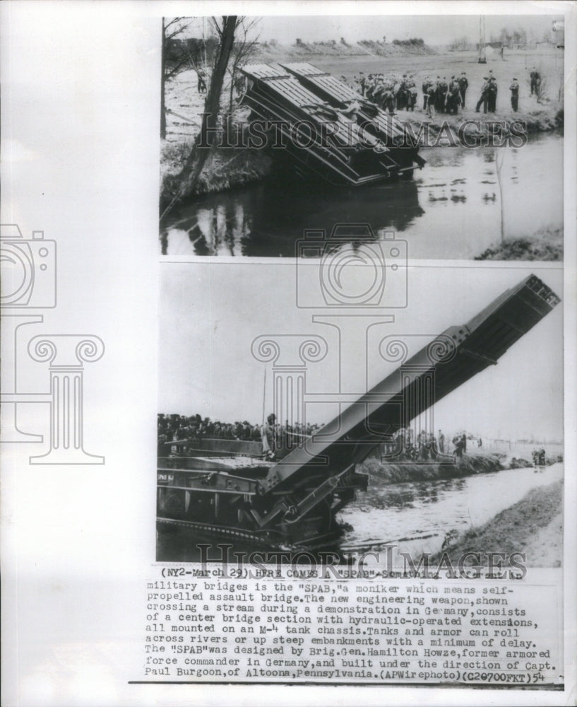 1954 Press Photo Military Bridges SPAB Propelled