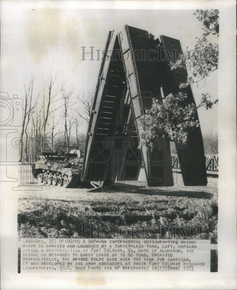 1953 Press Photo An Experimental Scissor-Type Bridge