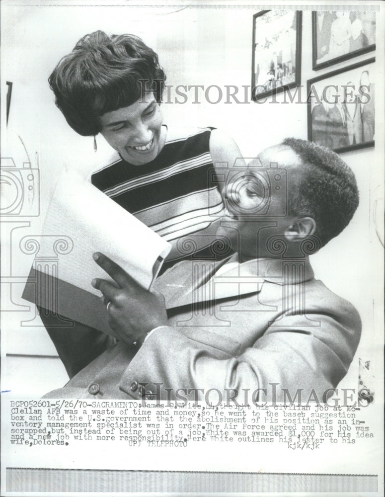 1970 Press Photo James D White Air Force McClellan AFB