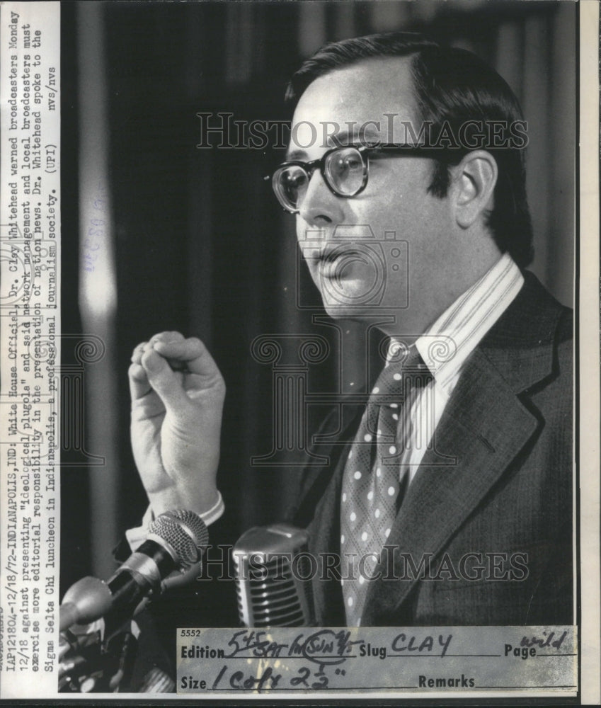 1972 Press Photo White House Official Dr Clay Whitehead