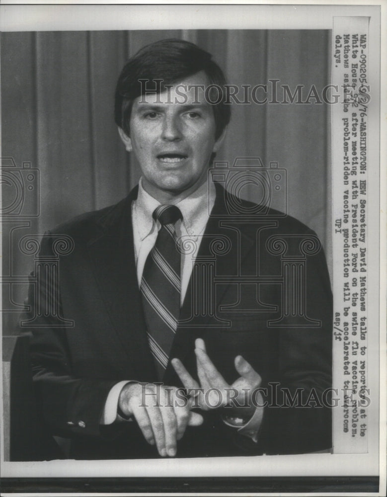 1976 Press Photo Hew Secretary David Mathew White House