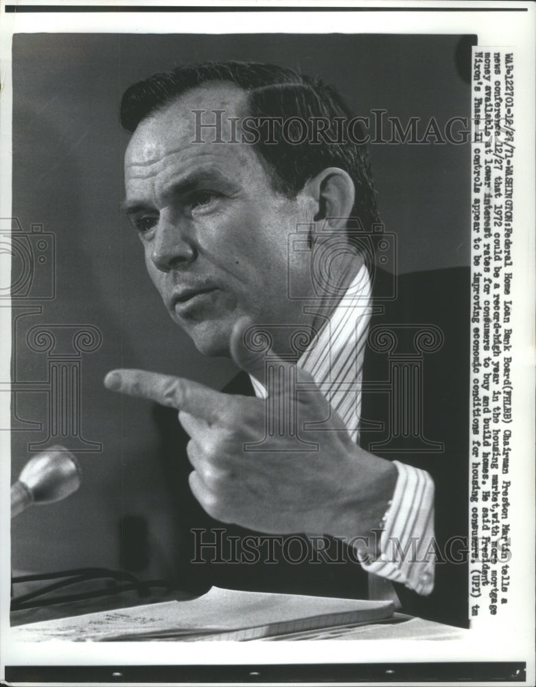 1971 Press Photo FHLBB Chairman Preston Martin