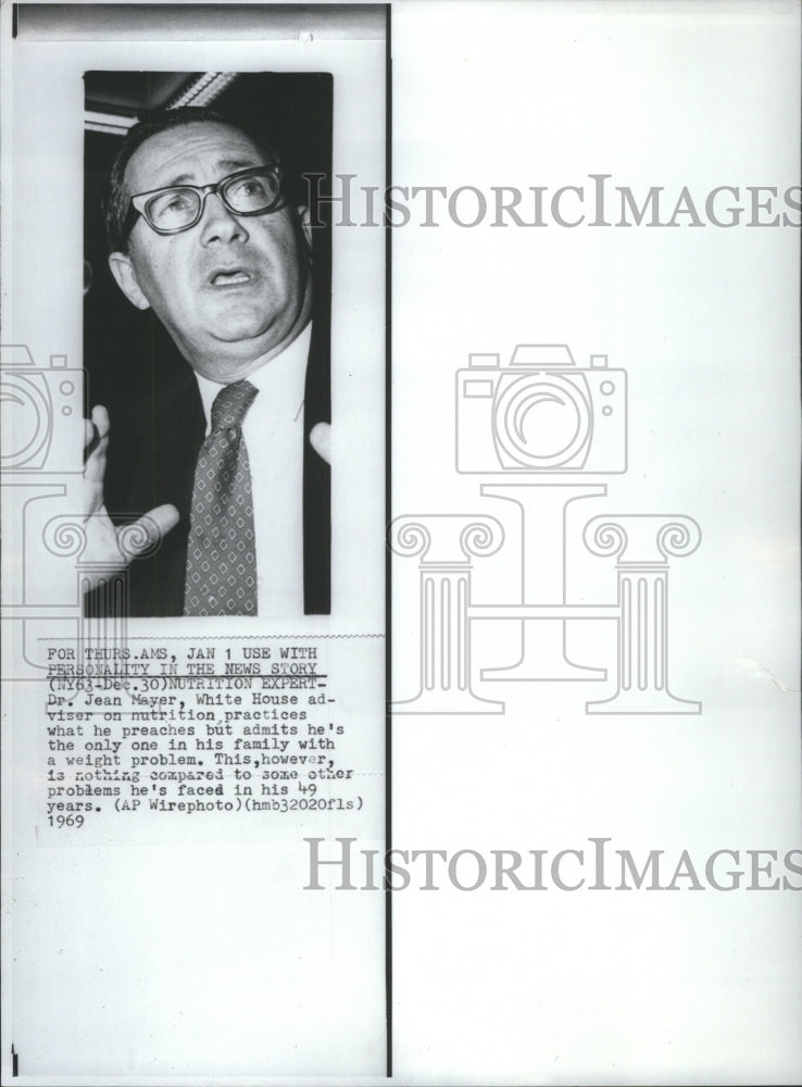 1969 Press Photo Jean Mayer White House Nutrition