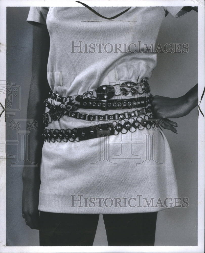 1969 Young Woman Modeling Belts - Historic Images