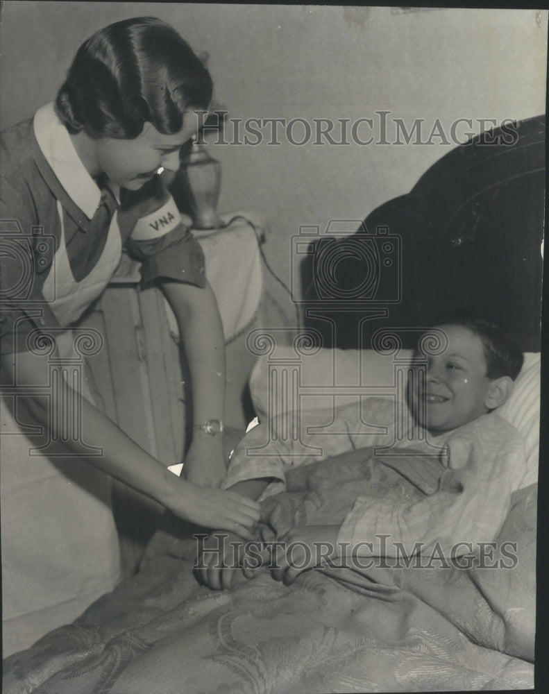 1937 Press Photo Nurse Association Children Miss Anders