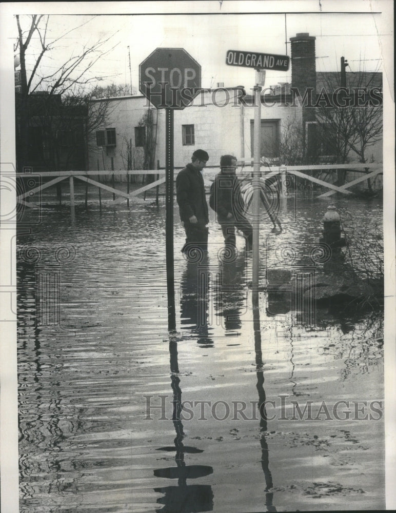 1976 Gurnee Firemen Flood Business Street - Historic Images